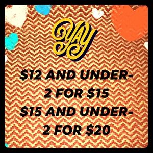 2 FOR 15 and 2 FOR 20